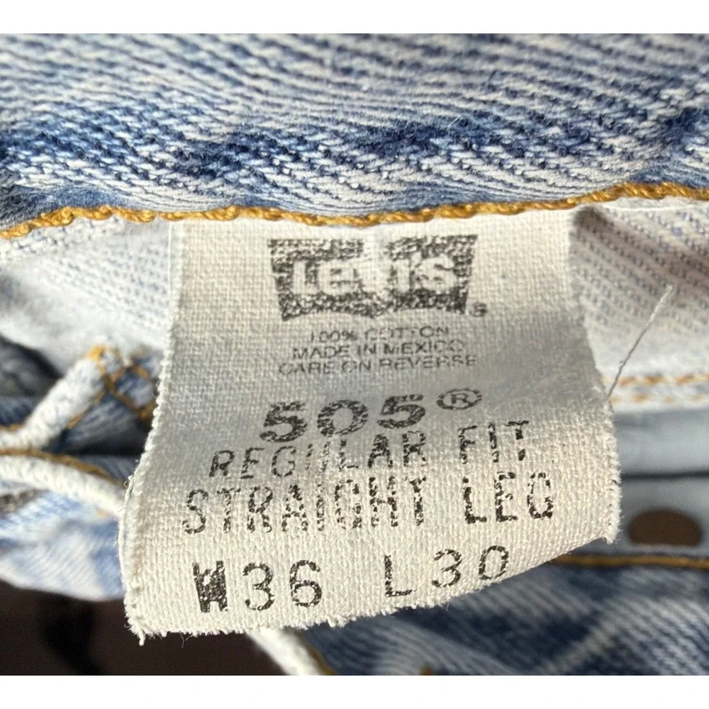 Vintage Levis 505 Y2K Distressed Regular Fit Straight Leg 2000 Jeans 36x30 Denim
